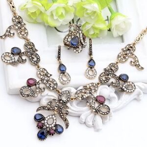 Turkish Vintage Looking Jewelry SetforWomen,NEW,3 PcsAntique,WeddingHandmadeGift
